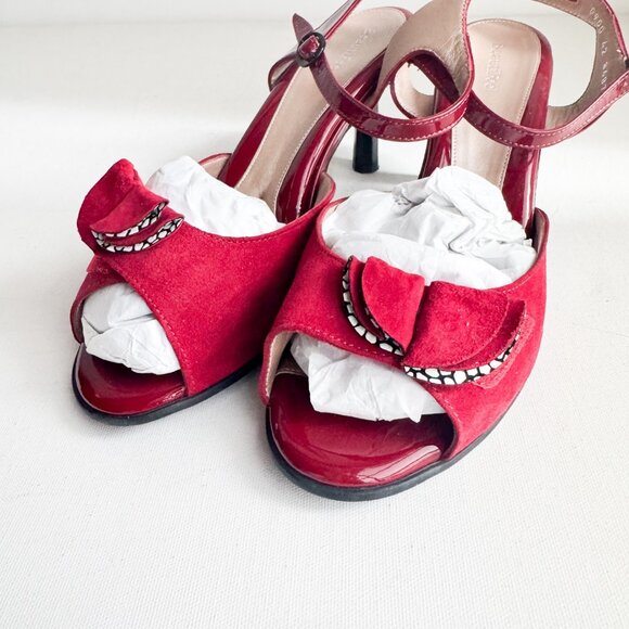 BeautyFeel Red suede Adjustable Open Toe Party Dance Heels 42 - Picture 5 of 5